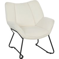 HOMCOM Loungesessel Wohnzimmer Sessel mit Sherpa-Fleece-Optik, Moderner Relaxsessel mit Armlehnen, Breiter Rückenlehne, Stahlbeinen Lesesessel Polsterstuhl für Schlafzimmer, Weiß Aosom
