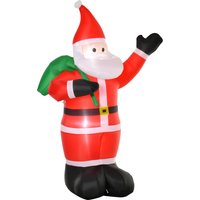 HOMCOM Aufblasbar Weihnachtsdeko, 2,4 m Weihnachtsmann mit LED-Beleuchtung, Gartendeko, Selbstaufblasende Weihnachtsbeleuchtung für Innen- und Außenbereich Aosom