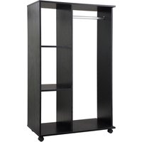 HOMCOM offener Kleiderschrank Dielenschrank mit Kleiderstangen und Räder Aluminium 80x40x128 cm Schwarz Aosom