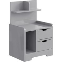 HOMCOM Bedside Table, Small Bedside Cabinet with 2 Drawers and Storage Shelves, Modern Nightstand for Bedroom, Grey