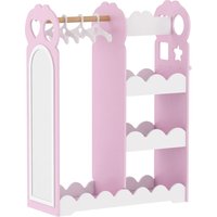 Wardrobe Dress Up Storage Mirror Clothes Rail Shelves Hangers Bedroom Nursery
