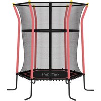 HOMCOM Kinder Trampolin Ø163,5 cm, Indoor Trampolin mit Sicherheitsnetz Randabdeckung Gummiseil, Kindertrampolin bis 50 kg, für Kinder 3-10 Jahre Rot Aosom
