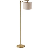 HOMCOM LED Stehlampe Stufenlos Dimmbar Stehleuchte mit Lampenschirm aus Stoff, Fußschalter, Standleuchte mit 11 einstellbaren Helligkeitsstufen, Timer für Wohnzimmer Gold Aosom