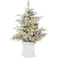 HOMCOM 3ft Pre-lit Snow Flocked Christmas Tree with 100 Warm White LEDs