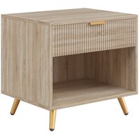 HOMCOM Bedside Table with Drawer and Open Shelf