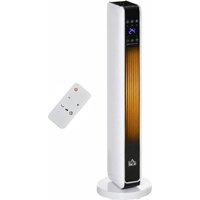 HOMCOM Oscillating Ceramic Tower Heater, Space Heater with Remote Control, 8H Timer, Tip-Over & Overheat Protect, 1000W/2000W