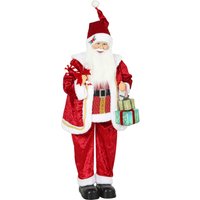 120cm Life Singing Dancing Santa Claus Standing Musical Animated Santa Gift Candy Cane Posable Arms Handcrafted Sound Touch Activated Moving Christmas Figure Decoration