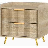 HOMCOM Bedside Table with 2 Drawers and Metal Legs