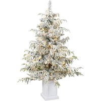 HOMCOM 4ft Pre-lit Flocked Christmas Tree with 160 Warm White LEDs