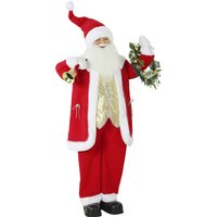 5ft Life Singing Santa Claus Standing Christmas Animated Santa Figure Bell Wreath Sound Touch Activated