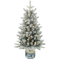HOMCOM Künstlicher Weihnachtsbaum, 90 cm Christbaum mit 50 LED-Beleuchtung 240 Spitzen Kunstschnee Magnesiumoxid-Sockel, Tannenbaum-Form Weihnachtsdeko für Tisch Indoor, Weiß Aosom
