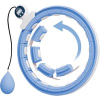 SPORTNOW Smart Weighted Hula Hoop, Massage Hula Ring w/ 16 Detachable Knots, 360° Auto-Rotating Ball, Digital Counter Light Blue