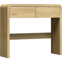 HOMCOM Mesa Consola com 2 Gavetas, Móvel Consola, 100 x 30 x 85 cm, Cantos Arredondados e Tampo Espesso, Madeira Natural Aosom Portugal