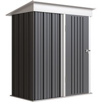 Outsunny Small Metal Storage Sheds, Lean-to Shed for Motor Bike, with Adjustable Shelf, Lock and Gloves, 5x6, Outdoor, Dark Grey Aosom UK