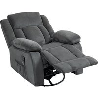HOMCOM Poltrona de relaxamento com massagem vibratória e aquecimento, cadeira giratória ajustável manualmente com função de balanço e molas ensacadas,