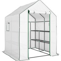 Outsunny 143 x 140cm Walk-In Greenhouse, with Accessories - White