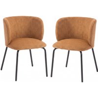 HOMCOM 2er-Set Gepolsterte Esszimmerstühle mit Chenille-Bezug, Umhüllende Rückenlehne, 10 cm Kissen, Schwarze Beine mit verstellbaren Gleitern, Belastung 120 kg, 57 x 58 x 77 cm, Orange Aosom