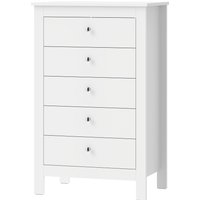 HOMCOM Kommode mit 5 Schubladen, Sideboard, Schubladenschrank für Wohnzimmer, Schlafzimmer, 60 x 39,5 x 95,3 cm, Weiß Aosom