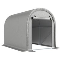 Outsunny 1.6 x 2.4m Garden Storage Shed Tent, Waterproof Bike Shed with Roll-up Zipper Door, Galvanised Metal Frame, Light Grey