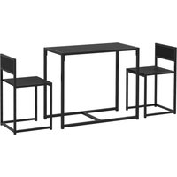 HOMCOM Dining Table and Chairs Set 2, Dining Room Sets, Rectangular Space Saving Table and 2 Chairs for Compact Kitchens, Steel Frame, Black
