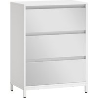 HOMCOM Kommode Schlafzimmer 3 Schubladen mit Spiegelfront, Moderne Schlafzimmerkommode mit verspiegelt Fronten, platzsparende Kommode für Flur Wohnzimmer Eingang, 60x35x80 cm, Weiß Aosom
