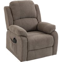 HOMCOM Elektrischer Aufstehsessel, bis 150° verstellbar, breite Sitzfläche, Massagesessel 8 Punkte, beheizt, Leinenoptik für Senioren, USB, 2 Fernbedienungen, Fußstütze, Taschen, Hellbraun Aosom