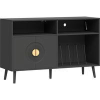 Record Player Stand Vinyl Record Holder Storage Holds Up to 300 Albums Flip Top Compartment