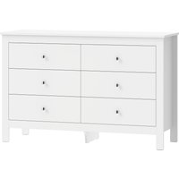 HOMCOM Cômoda com 6 gavetas, aparador com trilhos de correr suaves para quarto, sala de estar ou corredor, 118 x 39,5 x 75,5 cm, Branco Aosom Portug
