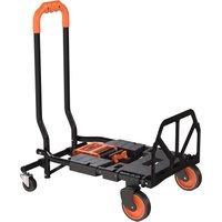 Steel 2 1 Folding Hand Truck on Wheels Foldable Trolley Foldable Base 120kg Orange