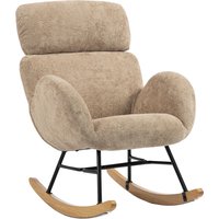 Upholstered Rocking Chair Adjustable Headrest Rocker Chair Raindrop Velvet Rubberwood Base Light