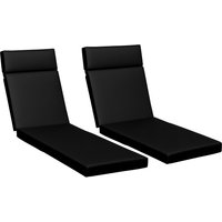 Outsunny Set of 2 Outdoor Seat Cushion Set, Replacement Cushions for Rattan Furniture with Ties, 196 x 55 cm, Black Aosom UK