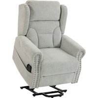 Riser Recliner Chair Massage Heat Chenille Electric Power Lift Recliner Chair Elderly Light Grey Aosom UK