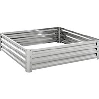 Outsunny Square Raised Garden Bed Box with Weatherized Steel Frame for Vegetables, Flowers, & Herbs, 120 x 120 x 30cm, Silver Tone