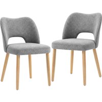 HOMCOM Dining Chairs Set Upholstered Kitchen Chenille Tool Free Assembly Rubberwood Legs, Grey