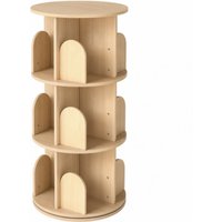 3 Tier Rotating Bookcase Round Bookshelf Floor Standing 360° Rotating Bedroom Room Playroom
