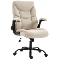 Office Chair Executive Desk Chair Flip up Armrest Thick Padding 360 Degree Swivel Cream