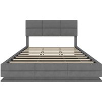 Das samtgepolsterte Bett misst 180 x 200 cm,Dunkelgrau Aosom.de