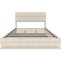 Das samtgepolsterte Bett misst 180 x 200 cm, Beige Aosom.de