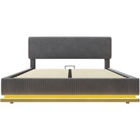 Modernes, gepolstertes Bett misst 160 x 200 cm,Dunkelgrau Aosom.de