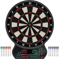 HOMCOM LED Dartboard Electronic Scoreboard 8 Players 27 Games Family Fun w/ 12 Darts 30 Heads Home Office Classic Game