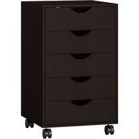 HOMCOM Rollcontainer mit Rollen, Büroschrank mit 5 Schubladen, Mobiler Aktenschrank, für Arbeitszimmer, Wohnzimmer, 40x40x67 cm, Braun Aosom