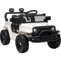 AIYAPLAY 12V Electric Car for Kids with Remote, Dual Motors, Rear Suspension, Soft Start, Music, Lights for 3-8 Years, White