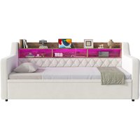 Samtsofa mit Armlehnen 90x190 cm,Beige Aosom.de
