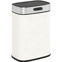 HOMCOM Mülleimer Hängend 5 L Treteimer mit Druck-Öffnen Feststelldeckel Abfalleimer inkl. abnehmbar Inneneimer Abfallsammler, Edelstahl, Cremeweiß, 21,5 x 19,5 x 30 cm Aosom