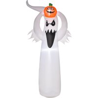 HOMCOM Halloween aufblasbares Gespenst 1,8 m mit LEDs, weiße und orange Dekoration aus Polyester 80 x 40 x 180 cm für gruselige Festlichkeiten Aosom.de