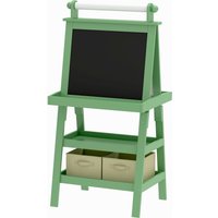 AIYAPLAY 3 in 1 Kids Art Easel, Double-Sided Magnetic Whiteboard and Chalkboard with Paper Roll, Storage Baskets, Painting Easel for Kids, Green Aosom UK