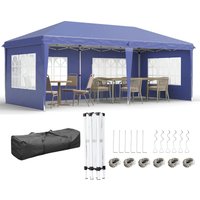 Outsunny 3 x 6m Heavy Duty Pop Up Gazebo, Party Tent Garden Marquee with Sidewalls and Carry Bag , Height Adjustable, Blue Aosom UK