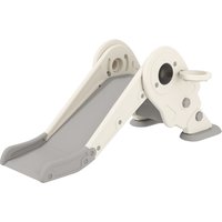 AIYAPLAY 3 in1 Kids Slide with Basketball Hoop, Climber, Anti-slip Steps for Toddlers Age 2-5, Cream White