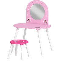 AIYAPLAY Kids Dressing Table with Mirror and Stool, Girls Vanity Set for Kids Room, Bedroom, Nursery, for Ages 3–6 Years, Pink