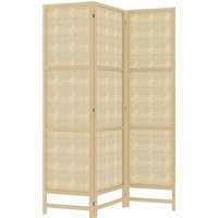 HOMCOM Paravent 3-teilig 135 x 180 cm Trennwand Raumteiler aus PP Rattan, Faltbar Raumtrenner Sichtschutz Stellwand für Wohnzimmer Natur Aosom